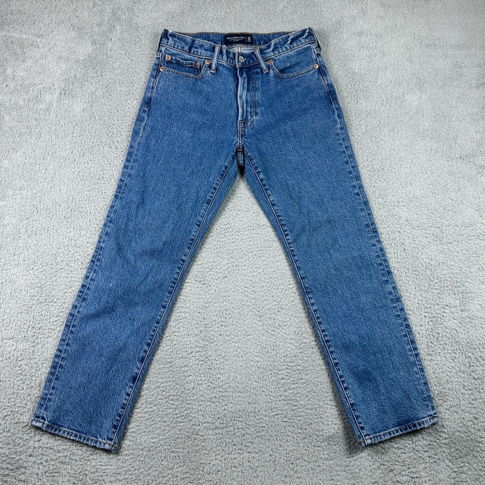 Abercrombie & Fitch Vintage Stretch Straight Jeans Mens 30x30 (Fits 30x27) Blue
